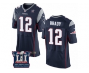 Men's Nike New England Patriots #12 Tom Brady Elite Navy Blue Team Color Super Bowl LI Champions NFL Jersey