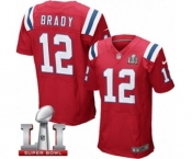 Men's Nike New England Patriots #12 Tom Brady Elite Red Alternate Super Bowl LI 51 NFL Jersey