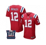 Men's Nike New England Patriots #12 Tom Brady Elite Red Alternate Super Bowl LI Champions NFL Jersey