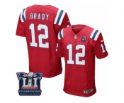 Men's Nike New England Patriots #12 Tom Brady Elite Red Alternate Super Bowl LI Champions NFL Jersey