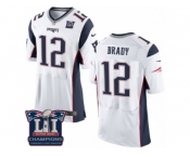 Men's Nike New England Patriots #12 Tom Brady Elite White Super Bowl LI Champions NFL Jersey