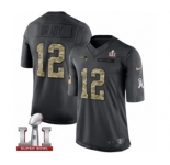 Men's Nike New England Patriots #12 Tom Brady Limited Black 2016 Salute to Service Super Bowl LI 51 NFL Jersey