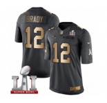 Men's Nike New England Patriots #12 Tom Brady Limited Black-Gold Salute to Service Super Bowl LI 51 NFL Jersey