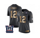 Men's Nike New England Patriots #12 Tom Brady Limited Black Gold Salute to Service Super Bowl LI Champions NFL Jersey