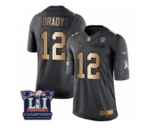 Men's Nike New England Patriots #12 Tom Brady Limited Black Gold Salute to Service Super Bowl LI Champions NFL Jersey