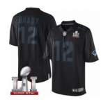 Men's Nike New England Patriots #12 Tom Brady Limited Black Impact Super Bowl LI 51 NFL Jersey
