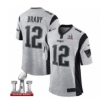 Men's Nike New England Patriots #12 Tom Brady Limited Gray Gridiron II Super Bowl LI 51 NFL Jersey