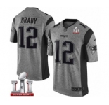 Men's Nike New England Patriots #12 Tom Brady Limited Gray Gridiron Super Bowl LI 51 NFL Jersey