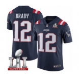 Men's Nike New England Patriots #12 Tom Brady Limited Navy Blue Rush Super Bowl LI 51 NFL Jersey