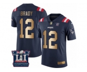 Men's Nike New England Patriots #12 Tom Brady Limited Navy Gold Rush Super Bowl LI Champions NFL Jersey