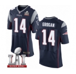 Men's Nike New England Patriots #14 Steve Grogan Elite Navy Blue Team Color Super Bowl LI 51 NFL Jersey