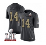 Men's Nike New England Patriots #14 Steve Grogan Limited Black 2016 Salute to Service Super Bowl LI 51 NFL Jersey