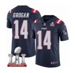 Men's Nike New England Patriots #14 Steve Grogan Limited Navy Blue Rush Super Bowl LI 51 NFL Jersey