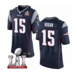 Men's Nike New England Patriots #15 Chris Hogan Elite Navy Blue Team Color Super Bowl LI 51 NFL Jersey