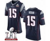 Men's Nike New England Patriots #15 Chris Hogan Elite Navy Blue Team Color Super Bowl LI 51 NFL Jersey