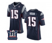 Men's Nike New England Patriots #15 Chris Hogan Elite Navy Blue Team Color Super Bowl LI Champions NFL Jersey