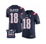 Men's Nike New England Patriots #18 Matthew Slater Limited Navy Blue Rush Super Bowl LI Champions NFL Jersey