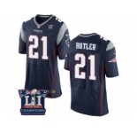 Men's Nike New England Patriots #21 Malcolm Butler Elite Navy Blue Team Color Super Bowl LI Champions NFL Jersey