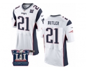 Men's Nike New England Patriots #21 Malcolm Butler Elite White Super Bowl LI Champions NFL Jersey