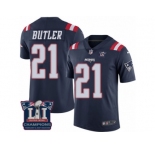 Men's Nike New England Patriots #21 Malcolm Butler Limited Navy Blue Rush Super Bowl LI Champions NFL Jersey