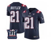 Men's Nike New England Patriots #21 Malcolm Butler Limited Navy Blue Rush Super Bowl LI Champions NFL Jersey