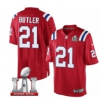 Men's Nike New England Patriots #21 Malcolm Butler Limited Red Alternate Super Bowl LI 51 NFL Jersey