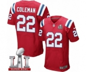 Men's Nike New England Patriots #22 Justin Coleman Elite Red Alternate Super Bowl LI 51 NFL Jersey
