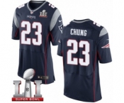 Men's Nike New England Patriots #23 Patrick Chung Elite Navy Blue Team Color Super Bowl LI 51 NFL Jersey