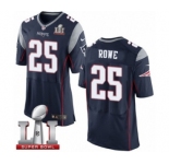 Men's Nike New England Patriots #25 Eric Rowe Elite Navy Blue Team Color Super Bowl LI 51 NFL Jersey