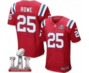 Men's Nike New England Patriots #25 Eric Rowe Elite Red Alternate Super Bowl LI 51 NFL Jersey