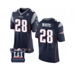 Men's Nike New England Patriots #28 James White Elite Navy Blue Team Color Super Bowl LI Champions NFL Jersey