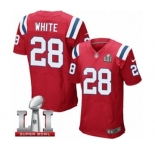 Men's Nike New England Patriots #28 James White Elite Red Alternate Super Bowl LI 51 NFL Jersey