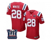 Men's Nike New England Patriots #28 James White Elite Red Alternate Super Bowl LI Champions NFL Jersey