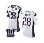 Men's Nike New England Patriots #28 James White Elite White Super Bowl LI Champions NFL Jersey