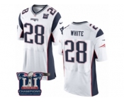 Men's Nike New England Patriots #28 James White Elite White Super Bowl LI Champions NFL Jersey