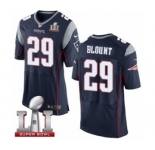 Men's Nike New England Patriots #29 LeGarrette Blount Elite Navy Blue Team Color Super Bowl LI 51 NFL Jersey