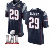 Men's Nike New England Patriots #29 LeGarrette Blount Elite Navy Blue Team Color Super Bowl LI 51 NFL Jersey