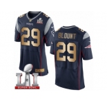 Men's Nike New England Patriots #29 LeGarrette Blount Elite Navy Gold Team Color Super Bowl LI 51 NFL Jersey