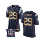 Men's Nike New England Patriots #29 LeGarrette Blount Elite Navy Gold Team Color Super Bowl LI Champions NFL Jersey