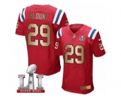 Men's Nike New England Patriots #29 LeGarrette Blount Elite Red Gold Alternate Super Bowl LI 51 NFL Jersey