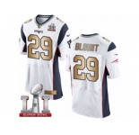 Men's Nike New England Patriots #29 LeGarrette Blount Elite White Gold Super Bowl LI 51 NFL Jersey