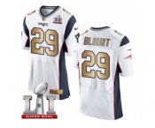 Men's Nike New England Patriots #29 LeGarrette Blount Elite White Gold Super Bowl LI 51 NFL Jersey