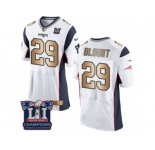 Men's Nike New England Patriots #29 LeGarrette Blount Elite White Gold Super Bowl LI Champions NFL Jersey