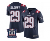 Men's Nike New England Patriots #29 LeGarrette Blount Limited Navy Blue Rush Super Bowl LI Champions NFL Jersey