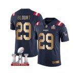 Men's Nike New England Patriots #29 LeGarrette Blount Limited Navy Gold Rush Super Bowl LI 51 NFL Jersey