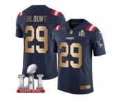 Men's Nike New England Patriots #29 LeGarrette Blount Limited Navy Gold Rush Super Bowl LI 51 NFL Jersey
