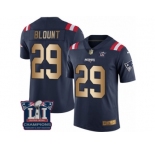 Men's Nike New England Patriots #29 LeGarrette Blount Limited Navy Gold Rush Super Bowl LI Champions NFL Jersey