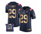 Men's Nike New England Patriots #29 LeGarrette Blount Limited Navy Gold Rush Super Bowl LI Champions NFL Jersey