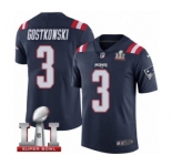 Men's Nike New England Patriots #3 Stephen Gostkowski Limited Navy Blue Rush Super Bowl LI 51 NFL Jersey