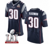 Men's Nike New England Patriots #30 Duron Harmon Elite Navy Blue Team Color Super Bowl LI 51 NFL Jersey